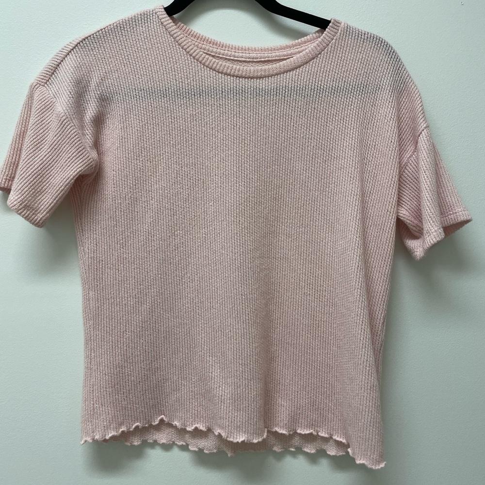 Pink Short Sleeve Knit Top